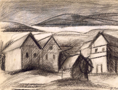 137. Сутінки в горах - 1971,   папір, олівець, 21x28 cм.