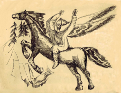 143. Крилатий вершник - 1967,   папір, олівець, 21x28 cм.