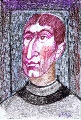 Обличчя 28 -  2007, папір, мішана техніка, 21х29 см