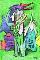 Постаті 19 - 2007, папір, мішана техніка, 21х29 см