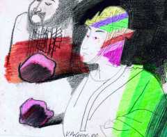 Два покоління самураїв - 2007, папір, мішана техніка, 21х29 см.